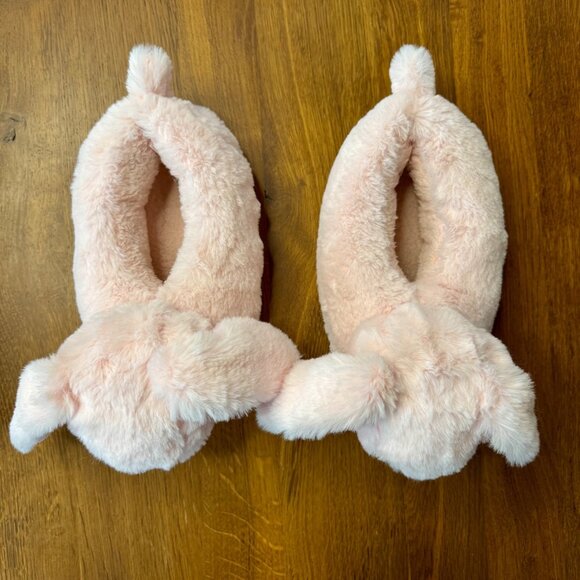 SEED HERITAGE Bunny Rabbit Plush Slippers Girls 7-8Y Soft Pink Faux Fur Slipper - Picture 6 of 9